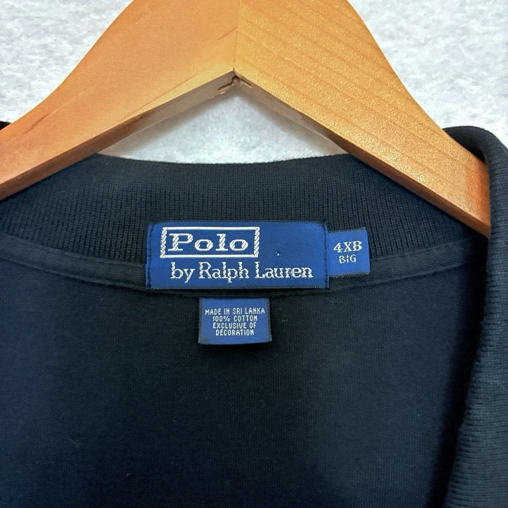 Polo Ralph Lauren Polo Shirt Men's 4XB Big Long Sleeve Golf Casual Black Preppy
